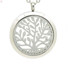 Locket de perfume de acero inoxidable, collar de aceite esencial, medallón de árbol de la vida